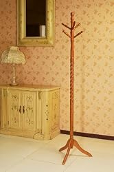 Twist Style Nostalgic Oak Finish Wood Coat Rack Stand