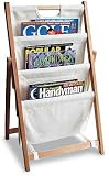 Floor Magazine Rack - Folding (Natural/White) (23 3/4"H x 14 1/2"W x 11 1/2"D)