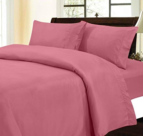 SDS Collections New Collection 600 Thread Count 4 Piece 18" Deep Pocket Sheet Set in Solid Pink Queen Size 100% Egyptian Cotton