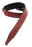 Levy's Leathers M17T03-CRA Carving Leather Tooled Guitar Strap,Cranberry