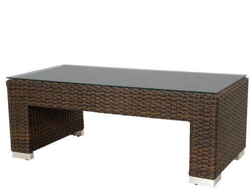 Siena Garden 560652 Kaffeetisch Saphir, melange-mocca Glasplatte klar, L 96 x B 50 x H 47 cm