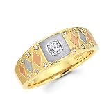 1 4ct Diamond 14k Tri 3 Three Color Gold Mens Wedding Ring Band (G-H Color, SI2 Clarity)