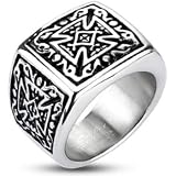Spikes Mens Stainless Steel Tribal Celtic Cross 16mm Wide Band Ring