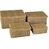 SET OF 4 SEAGRASS STORAGE BASKET BOX WITH LID
