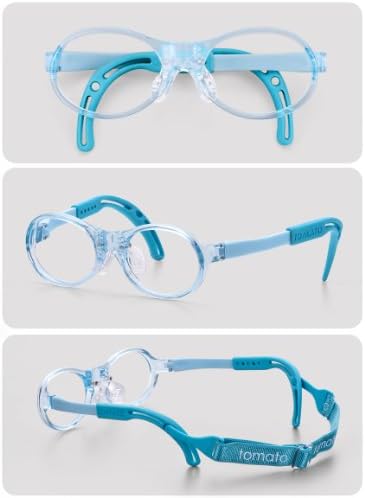 Tomato Glasses Eye Frames (For Babies) - Super Flexible, Ultralight weight, Non Slip Nose Pads for Babies (35-13, Blue)