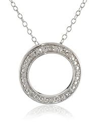 Sterling Silver Diamond Fancy Circle Pendant Necklace, (.1 Cttw, G-H Color, I2-I3 Clarity), 18"