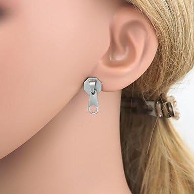 Suravitsell @Women's Zip-fastener Pattern Metallic Earring 1pair