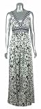 BCBGMAXAZRIA Printed Silk B-Neck Gown Black Cream 12 [Apparel]