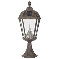 Gamasonic GS-98P Royal 23-Inch Solar Lamp with Bright White LED's and Deck or Post Mount, Bronze Finish