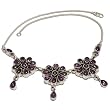 Necklace Amethyst Gemstone Silver Jewelry 15.5 inches (gnklc300)