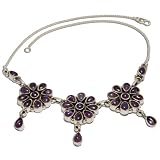 Necklace Amethyst Gemstone Silver Jewelry 15.5 inches (gnklc300)
