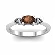 14K White Gold Smoky Quartz and Diamond Ring