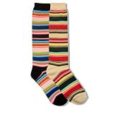 RAINBOW STRIPED TAN & BLACK 2 PACK LADIES KNEE SOCKS