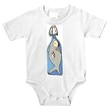 Onesie with water, fish, surprise, bottle, gray
