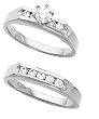 14K White Gold Diamond Wedding Set - 0.47 Ct.