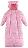 (ラボーグ)La vogue 暖かい キッズ 新生児 寝袋 シュラフ ベビースリーパー 長袖 フード付き ベビーカバーオール 厚手 防寒布団 出産祝い 0-12ヶ月の赤ちゃん ピンク Sサイズ