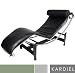 Le Corbusier Style LC4 Chaise Lounge, Black Aniline Leather