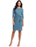 Donna Morgan Womens 3/4 Sleeve Side Tie Dress with Diagonal Seams