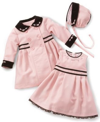 Little Bitty Baby Girl 3 Piece Coat and Dress Set