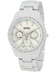 XOXO Womens XO114 White Enamel and Rhinestone Accent Bracelet Watch