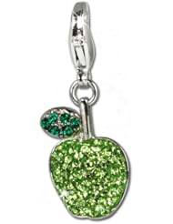 SilberDream Glitter Charm Swarowski Elements appel green , 925 Sterling Silver Charms Pendant with Lobster Clasp for Charms Bracelet, Necklace or Earring GSC201