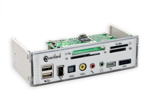 Connectland CL-FP-JM673 Multi-Function Front Panel for 5.25-Inch Bay with USB2.0 Card Reader - 1394a - Audio - SATA