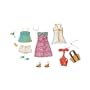 Barbie 2009 Doll Clothes Fashion N7482 Floral Theme Spring Outfit - 2 Tops, Short, Denim Pants, Tweed Short Blazer Jacket, Mini Skirt, Dress, Rose Bouquet, Handbag, Watering Can and 2 Pair of Shoes