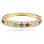 Yellow Gold Plated Sterling Silver Multi-Gemstone and Diamond Bangle Bracelet