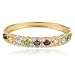 Yellow Gold Plated Sterling Silver Multi-Gemstone and Diamond Bangle Bracelet