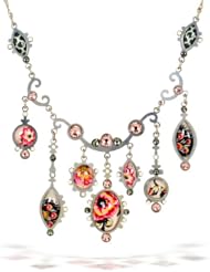 Vintage Romance Flower Necklace in Antique Rose and Pink Tones from The Artazia Collection - N2309