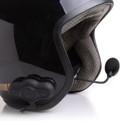 Road-Ready Motorocycle Bluetooth Headset + Intercom with Wireless Handsfree Calls and Music Streaming for Streetbikes , Scooters , ATV's and More! **Includes Cloth + Accessory Bag**