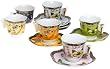 Yedi Houseware Classic Coffee and Tea Butterfly Espresso Cups and Saucers, Gold, Set of 6