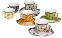 Yedi Houseware Classic Coffee and Tea Butterfly Espresso Cups and Saucers, Gold, Set of 6