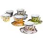 Yedi Houseware Classic Coffee and Tea Butterfly Espresso Cups and Saucers, Gold, Set of 6