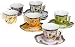 Yedi Houseware Classic Coffee and Tea Butterfly Espresso Cups and Saucers, Gold, Set of 6