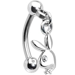 Playboy Crystal Eye Rabbit Head Curved Eyebrow Ring