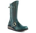 FLY LONDON MES LONG LEATHER BOOTS PETROL