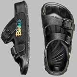 BIRKIS Haiti Synthetic-Sandals Birko-Flor, Basic Black, Size 39 EU with a regular insole