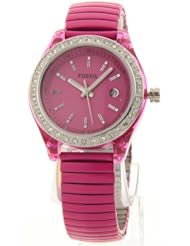 Fossil Womens Mini Stella Expansion Crystal Bezel Stainless Steel Date Watch Es2909