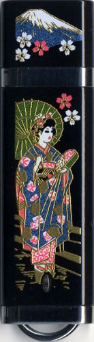 漆器（蒔絵）仕上げ 4GB ギフト用USBフラッシュメモリー・桐箱入り・舞妓（まいこ）さん
