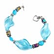 Bracelet - B25 - Handmade Murano Glass & Fire-Polished Beads - Lg Twists - Toggle Closure ~ Aqua