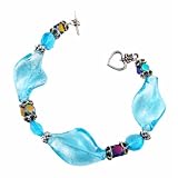 Bracelet - B25 - Handmade Murano Glass & Fire-Polished Beads - Toggle Closure ~ Aqua Twist