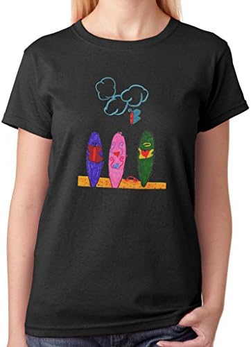 ColorUnique Lady Surfboards T-Shirts Black Szie XX-Large