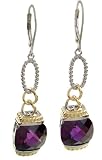 Two-Tone Sterling Silver Amethyst CZ Earrings