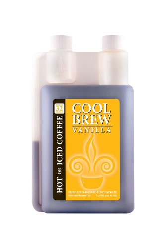Cool Brew® Fresh Coffee Concentrate - Vanilla 1 Liter- Make Iced Coffee or Hot Coffee - Enough for over 32 drinks