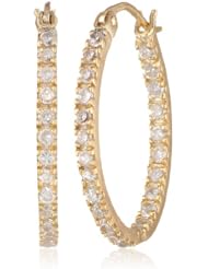 Sterling Silver Cubic Zirconia Small Oval Hoop Earrings, (0.48 cttw)