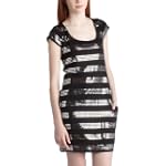 Jump Junior's Sweater Knit Cap Sleeve Dress,Black/Silver,Small
