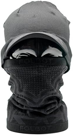 Cap Mask Black Color-Winter Outdoor Sports Headwear Drop Down Mask Neck Warmer