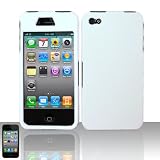 Apple Iphone 4G Rubberized White Premium Snap-On Phone Protector Cover Case + Screen Protector with Small Microfiber Cleaning Cloth