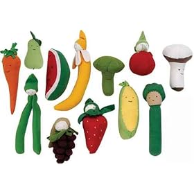 Organic Veggies and Fruit Safe Non-toxic Teething Toys for Baby